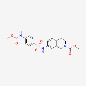 molecular formula C19H21N3O6S B2935112 methyl 7-(4-((methoxycarbonyl)amino)phenylsulfonamido)-3,4-dihydroisoquinoline-2(1H)-carboxylate CAS No. 1797803-59-8