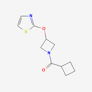 molecular formula C11H14N2O2S B2935114 Cyclobutyl(3-(thiazol-2-yloxy)azetidin-1-yl)methanone CAS No. 1797571-37-9
