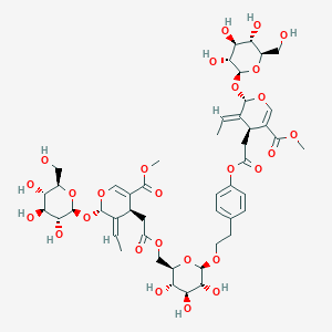 methyl (4S,5E,6S)-5-ethylidene-4-[2-[[(2R,3S,4S,5R,6R)-6-[2-[4-[2-[(2S,3E,4S)-3-ethylidene-5-methoxycarbonyl-2-[(2S,3R,4S,5S,6R)-3,4,5-trihydroxy-6-(hydroxymethyl)oxan-2-yl]oxy-4H-pyran-4-yl]acetyl]oxyphenyl]ethoxy]-3,4,5-trihydroxyoxan-2-yl]methoxy]-2-oxoethyl]-6-[(2S,3R,4S,5S,6R)-3,4,5-trihydroxy-6-(hydroxymethyl)oxan-2-yl]oxy-4H-pyran-3-carboxylate