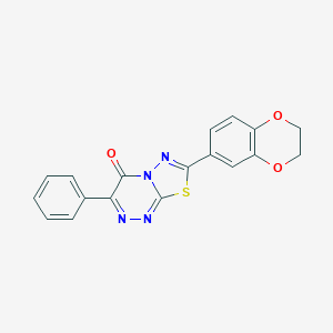 molecular formula C18H12N4O3S B293516 7-(2,3-dihydro-1,4-benzodioxin-6-yl)-3-phenyl-4H-[1,3,4]thiadiazolo[2,3-c][1,2,4]triazin-4-one 