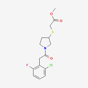 molecular formula C15H17ClFNO3S B2935161 Methyl 2-((1-(2-(2-chloro-6-fluorophenyl)acetyl)pyrrolidin-3-yl)thio)acetate CAS No. 2034267-68-8
