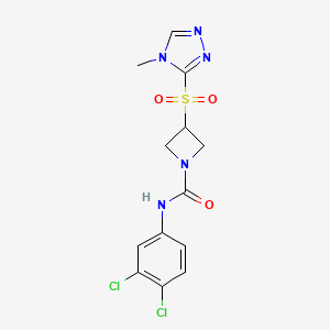 molecular formula C13H13Cl2N5O3S B2935179 N-(3,4-dichlorophenyl)-3-[(4-methyl-4H-1,2,4-triazol-3-yl)sulfonyl]azetidine-1-carboxamide CAS No. 2320823-61-6