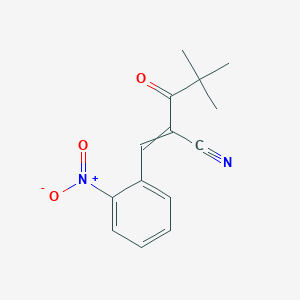 molecular formula C14H14N2O3 B2935199 4,4-Dimethyl-2-[(2-nitrophenyl)methylidene]-3-oxopentanenitrile CAS No. 391649-88-0