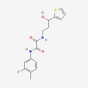 molecular formula C16H17FN2O3S B2935200 N'-(3-FLUORO-4-METHYLPHENYL)-N-[3-HYDROXY-3-(THIOPHEN-2-YL)PROPYL]ETHANEDIAMIDE CAS No. 1421441-59-9