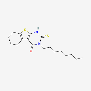 4-Octyl-5-sulfanyl-8-thia-4,6-diazatricyclo[7.4.0.0^{2,7}]trideca-1(9),2(7),5-trien-3-one