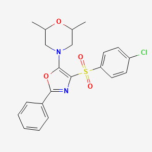 molecular formula C21H21ClN2O4S B2935232 4-(4-((4-氯苯基)磺酰基)-2-苯基恶唑-5-基)-2,6-二甲基吗啉 CAS No. 862738-26-9