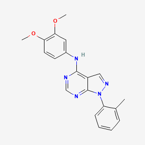 molecular formula C20H19N5O2 B2935239 N-(3,4-dimethoxyphenyl)-1-(2-methylphenyl)-1H-pyrazolo[3,4-d]pyrimidin-4-amine CAS No. 1172387-14-2