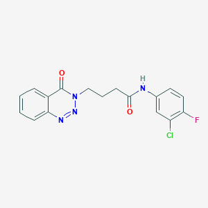 molecular formula C17H14ClFN4O2 B2935242 N-(3-chloro-4-fluorophenyl)-4-(4-oxo-3,4-dihydro-1,2,3-benzotriazin-3-yl)butanamide CAS No. 880811-79-0