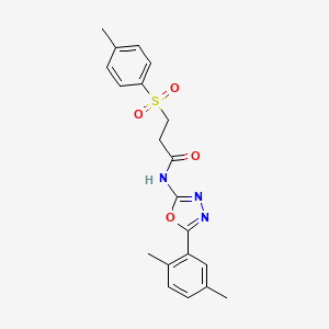 molecular formula C20H21N3O4S B2935245 N-(5-(2,5-dimethylphenyl)-1,3,4-oxadiazol-2-yl)-3-tosylpropanamide CAS No. 895449-52-2