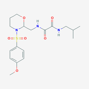 molecular formula C18H27N3O6S B2935252 N'-{[3-(4-methoxybenzenesulfonyl)-1,3-oxazinan-2-yl]methyl}-N-(2-methylpropyl)ethanediamide CAS No. 869071-61-4