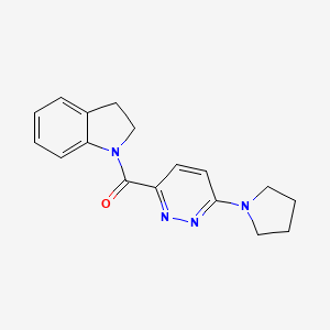 molecular formula C17H18N4O B2935257 Indolin-1-yl(6-(pyrrolidin-1-yl)pyridazin-3-yl)methanone CAS No. 1189448-91-6
