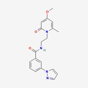 molecular formula C19H20N4O3 B2935260 N-[2-(4-methoxy-6-methyl-2-oxo-1,2-dihydropyridin-1-yl)ethyl]-3-(1H-pyrazol-1-yl)benzamide CAS No. 1904292-37-0