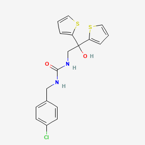 molecular formula C18H17ClN2O2S2 B2935269 1-(4-Chlorobenzyl)-3-(2-hydroxy-2,2-di(thiophen-2-yl)ethyl)urea CAS No. 2034585-45-8