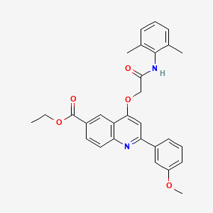 molecular formula C29H28N2O5 B2935321 ethyl 4-{[(2,6-dimethylphenyl)carbamoyl]methoxy}-2-(3-methoxyphenyl)quinoline-6-carboxylate CAS No. 1114870-93-7