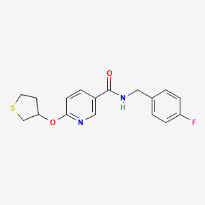 molecular formula C17H17FN2O2S B2935322 N-[(4-fluorophenyl)methyl]-6-(thiolan-3-yloxy)pyridine-3-carboxamide CAS No. 2034394-18-6