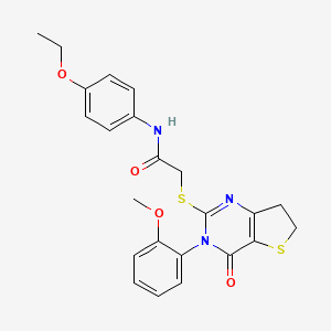 molecular formula C23H23N3O4S2 B2935342 N-(4-ethoxyphenyl)-2-{[3-(2-methoxyphenyl)-4-oxo-3H,4H,6H,7H-thieno[3,2-d]pyrimidin-2-yl]sulfanyl}acetamide CAS No. 362501-78-8