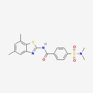 molecular formula C18H19N3O3S2 B2935376 N-(5,7-dimethyl-1,3-benzothiazol-2-yl)-4-(dimethylsulfamoyl)benzamide CAS No. 862807-78-1