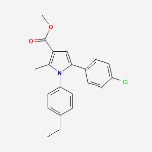 molecular formula C21H20ClNO2 B2935413 methyl 5-(4-chlorophenyl)-1-(4-ethylphenyl)-2-methyl-1H-pyrrole-3-carboxylate CAS No. 881041-69-6