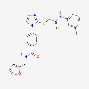 molecular formula C24H22N4O3S B2935433 N-[(furan-2-yl)methyl]-4-[2-({[(3-methylphenyl)carbamoyl]methyl}sulfanyl)-1H-imidazol-1-yl]benzamide CAS No. 1207001-29-3