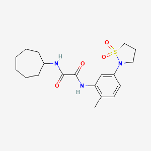 molecular formula C19H27N3O4S B2935435 N'-cycloheptyl-N-[5-(1,1-dioxo-1lambda6,2-thiazolidin-2-yl)-2-methylphenyl]ethanediamide CAS No. 1105215-48-2