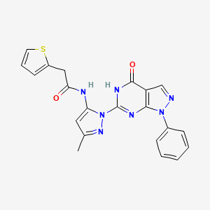 B2935438 N-(3-methyl-1-(4-oxo-1-phenyl-4,5-dihydro-1H-pyrazolo[3,4-d]pyrimidin-6-yl)-1H-pyrazol-5-yl)-2-(thiophen-2-yl)acetamide CAS No. 1019098-11-3