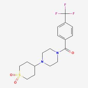 molecular formula C17H21F3N2O3S B2935441 4-{4-[4-(trifluoromethyl)benzoyl]piperazin-1-yl}-1lambda6-thiane-1,1-dione CAS No. 1903439-95-1