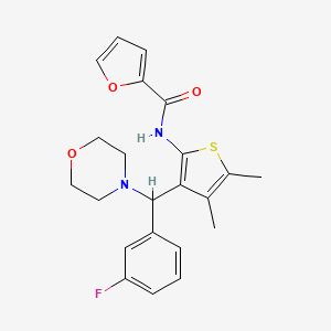 molecular formula C22H23FN2O3S B2935465 N-{3-[(3-fluorophenyl)(morpholin-4-yl)methyl]-4,5-dimethylthiophen-2-yl}furan-2-carboxamide CAS No. 618406-37-4