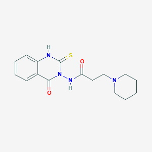 molecular formula C16H20N4O2S B2935468 N-(4-oxo-2-sulfanylidene-1,2,3,4-tetrahydroquinazolin-3-yl)-3-(piperidin-1-yl)propanamide CAS No. 443348-05-8