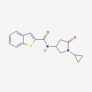 molecular formula C16H16N2O2S B2935491 N-(1-cyclopropyl-5-oxopyrrolidin-3-yl)-1-benzothiophene-2-carboxamide CAS No. 1396806-44-2