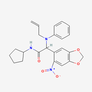 molecular formula C23H25N3O5 B2935498 2-(allyl(phenyl)amino)-N-cyclopentyl-2-(6-nitrobenzo[d][1,3]dioxol-5-yl)acetamide CAS No. 1008483-01-9