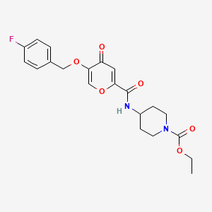 molecular formula C21H23FN2O6 B2935502 ethyl 4-(5-((4-fluorobenzyl)oxy)-4-oxo-4H-pyran-2-carboxamido)piperidine-1-carboxylate CAS No. 1021134-90-6
