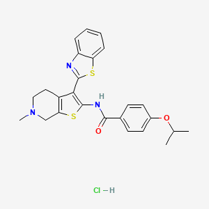 molecular formula C25H26ClN3O2S2 B2935513 N-(3-(benzo[d]thiazol-2-yl)-6-methyl-4,5,6,7-tetrahydrothieno[2,3-c]pyridin-2-yl)-4-isopropoxybenzamide hydrochloride CAS No. 1189945-43-4
