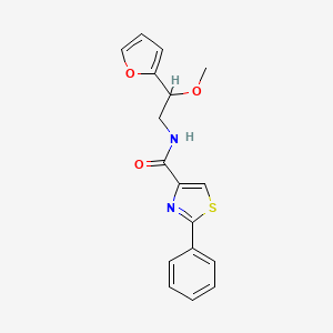 molecular formula C17H16N2O3S B2935526 N-[2-(furan-2-yl)-2-methoxyethyl]-2-phenyl-1,3-thiazole-4-carboxamide CAS No. 1798544-64-5