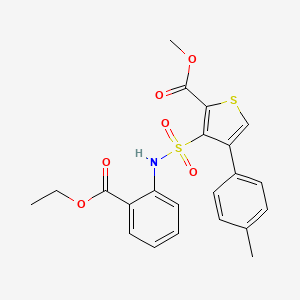 molecular formula C22H21NO6S2 B2935559 Methyl 3-{[2-(ethoxycarbonyl)phenyl]sulfamoyl}-4-(4-methylphenyl)thiophene-2-carboxylate CAS No. 941936-28-3