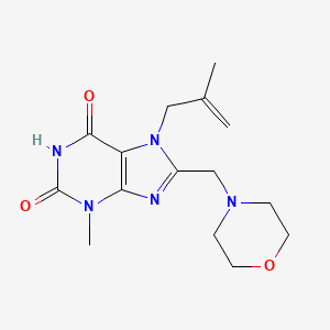 molecular formula C15H21N5O3 B2935582 3-Methyl-7-(2-methylprop-2-enyl)-8-(morpholin-4-ylmethyl)purine-2,6-dione CAS No. 868143-62-8