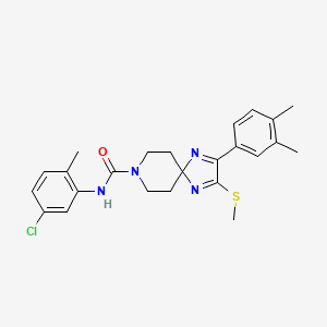 molecular formula C24H27ClN4OS B2935612 N-(5-CHLORO-2-METHYLPHENYL)-2-(3,4-DIMETHYLPHENYL)-3-(METHYLSULFANYL)-1,4,8-TRIAZASPIRO[4.5]DECA-1,3-DIENE-8-CARBOXAMIDE CAS No. 894888-75-6