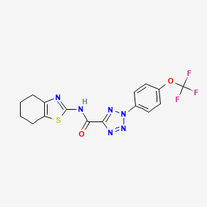 molecular formula C16H13F3N6O2S B2935633 N-(4,5,6,7-tetrahydro-1,3-benzothiazol-2-yl)-2-[4-(trifluoromethoxy)phenyl]-2H-1,2,3,4-tetrazole-5-carboxamide CAS No. 1396799-04-4