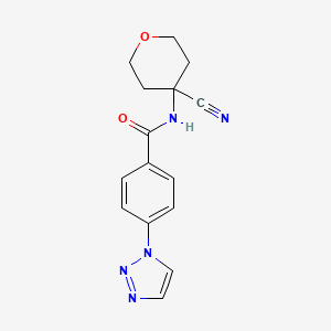 molecular formula C15H15N5O2 B2935635 N-(4-Cyanooxan-4-yl)-4-(triazol-1-yl)benzamide CAS No. 2195052-97-0