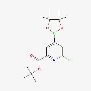 molecular formula C16H23BClNO4 B2935636 2-(t-Butoxycarbonyl)-6-chloropyridine-4-boronic acid, pinacol ester CAS No. 2096341-89-6