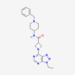 molecular formula C22H28N8O B2935648 N-(1-benzylpiperidin-4-yl)-1-(3-ethyl-3H-[1,2,3]triazolo[4,5-d]pyrimidin-7-yl)azetidine-3-carboxamide CAS No. 1448047-13-9
