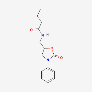 molecular formula C14H18N2O3 B2935653 N-((2-oxo-3-phenyloxazolidin-5-yl)methyl)butyramide CAS No. 954590-28-4