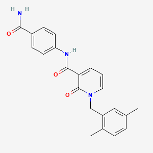 molecular formula C22H21N3O3 B2935672 N-(4-carbamoylphenyl)-1-(2,5-dimethylbenzyl)-2-oxo-1,2-dihydropyridine-3-carboxamide CAS No. 941952-85-8