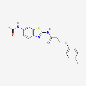molecular formula C18H16FN3O2S2 B2935696 N-(6-acetamidobenzo[d]thiazol-2-yl)-3-((4-fluorophenyl)thio)propanamide CAS No. 896351-25-0