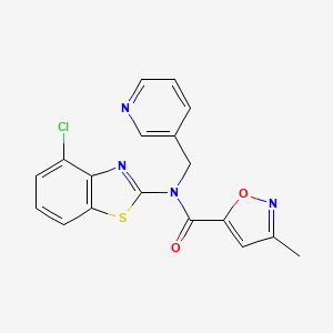 molecular formula C18H13ClN4O2S B2935697 N-(4-chlorobenzo[d]thiazol-2-yl)-3-methyl-N-(pyridin-3-ylmethyl)isoxazole-5-carboxamide CAS No. 946317-57-3