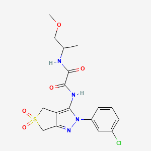 molecular formula C17H19ClN4O5S B2935705 N'-[2-(3-chlorophenyl)-5,5-dioxo-2H,4H,6H-5lambda6-thieno[3,4-c]pyrazol-3-yl]-N-(1-methoxypropan-2-yl)ethanediamide CAS No. 899750-79-9