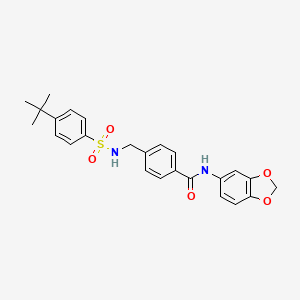 molecular formula C25H26N2O5S B2935724 N-(2H-1,3-BENZODIOXOL-5-YL)-4-[(4-TERT-BUTYLBENZENESULFONAMIDO)METHYL]BENZAMIDE CAS No. 727689-19-2