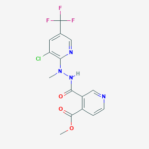 molecular formula C15H12ClF3N4O3 B2935733 Methyl 3-({2-[3-chloro-5-(trifluoromethyl)-2-pyridinyl]-2-methylhydrazino}carbonyl)isonicotinate CAS No. 338415-40-0