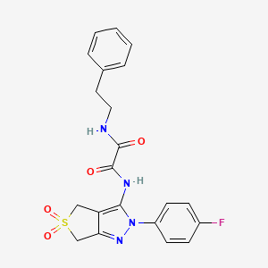 molecular formula C21H19FN4O4S B2935764 N-[2-(4-fluorophenyl)-5,5-dioxo-2H,4H,6H-5lambda6-thieno[3,4-c]pyrazol-3-yl]-N'-(2-phenylethyl)ethanediamide CAS No. 899733-67-6