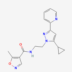molecular formula C18H19N5O2 B2935767 N-(2-(5-cyclopropyl-3-(pyridin-2-yl)-1H-pyrazol-1-yl)ethyl)-5-methylisoxazole-4-carboxamide CAS No. 1797616-84-2