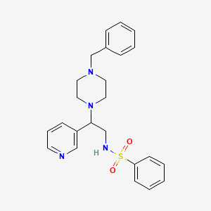 molecular formula C24H28N4O2S B2935774 N-[2-(4-benzylpiperazin-1-yl)-2-(pyridin-3-yl)ethyl]benzenesulfonamide CAS No. 863558-68-3